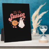 Tis The Season Pumpkin Boo 60s 70s Halloween Costu Fotoplaat (Zijkant)