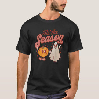 Tis The Season Pumpkin Boo 60s 70s Hippie Hallowee T-shirt