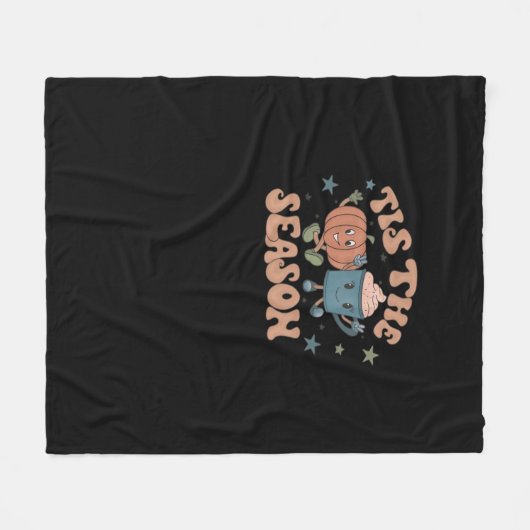 Tis The Season Pumpkin Fall Coffee Retro Fleece Deken (Voorkant (Horizontaal))