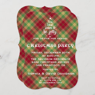 'Tis the Season Red Plaid Noël Invitation