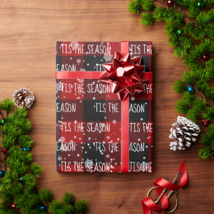 'TIS THE SEASON Tekst en Sneeuwvlokken Cadeaupapier