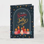 Tis the Season to Be Jolly Christmas Candle Card Kaart (Voorkant)
