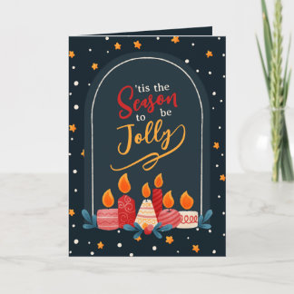 Tis the Season to Be Jolly Christmas Candle Card Kaart