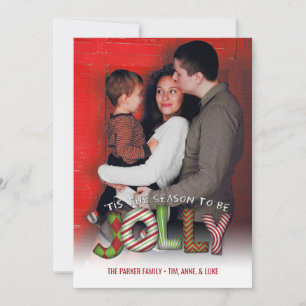 Tis The Season To Be Jolly Family Photo Feestdagenkaart