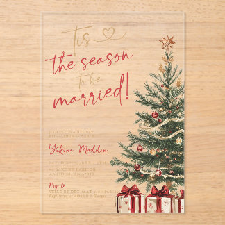 Tis the Season to Be Married Winter Bridal Shower Acryl Uitnodigingen