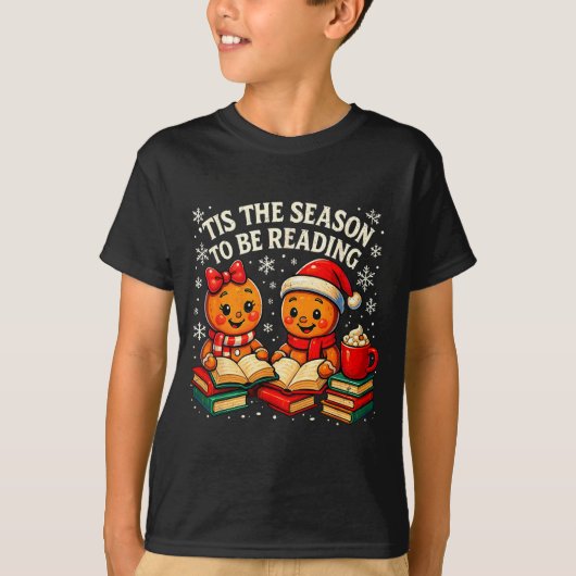 ’tis The Season To Be Reading Book Lover Design  T-shirt (Voorkant)