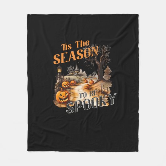 Tis The Season To Be Spooky Fall Halloween Retro C Fleece Deken (Voorkant)