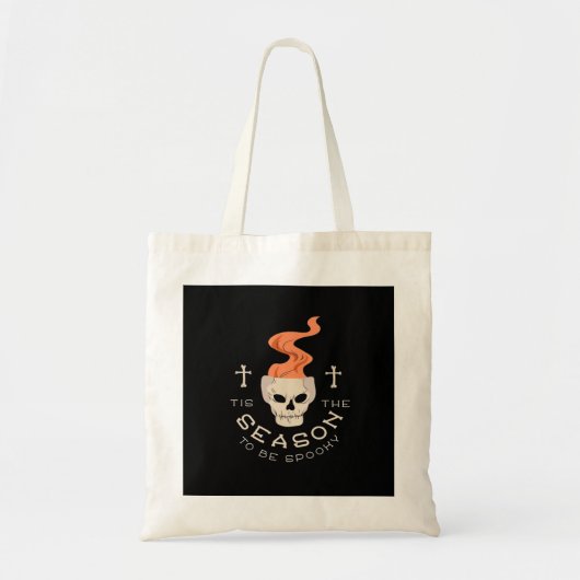 Tis The Season To Be Spooky Halloween Skull Tote Bag (Voorkant)