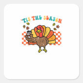Tis The Season Turkey Coffee Thanksgiving Fall Men Vierkante Sticker (Voorkant)
