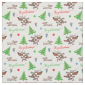 Tissu С cerf de Noël (Échantillon)
