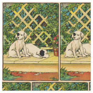Tissu 1914 deux chiens étant copie curieuse