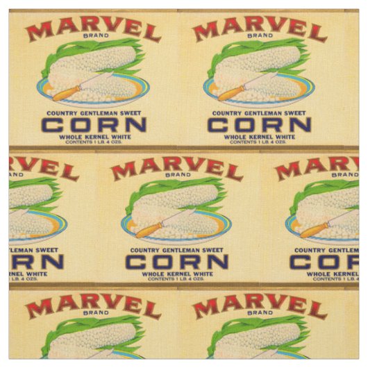 Tissu 1930 Marvel étiquette de maïs en conserve (Échantillon)