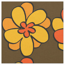 1960 1970 Style Flower Motif Fabric