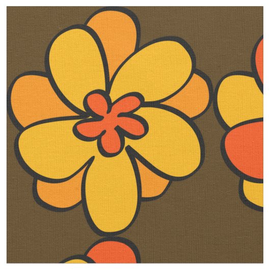 Tissu 1960 1970 Style Flower Motif Fabric (Fermer)