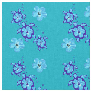 Tissu 3 tortues de Honu de bleu d'océan