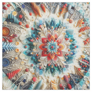 Tissu 3D Rebrodé Look Hiver Mandala Kaleidoscope