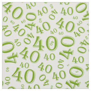 Tissu 40e anniversaire Cool Numéro Motif Vert/Blanc