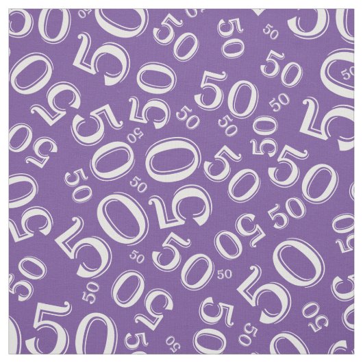 Tissu 50e anniversaire Cool numéro Motif violet/blanc (Échantillon)