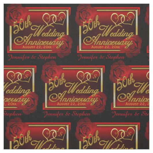 Tissu 50e anniversaire Mariage d'or en rose (Échantillon)