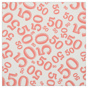 Tissu 50e anniversaire Numéro de Cool Motif Coral/Blanc-