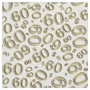 Tissu 60e Motif de nombres aléatoires Gold & White 60
