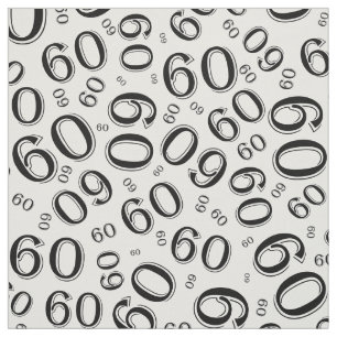 Tissu 60e Motif de nombres aléatoires noir et blanc 60