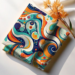 Tissu 60s les années 70 Vibe Retro Swirls Abstrait Pat#1