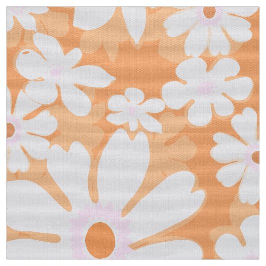 Tissu 60s retour fleurs sur sherbert orange (Échantillon)