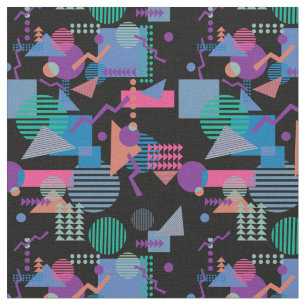 Tissu 80s Memphis style Black print Geo