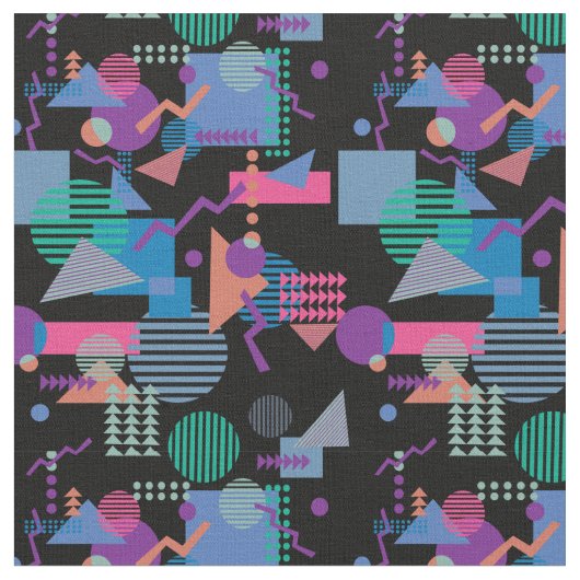 Tissu 80s Memphis style Black print Geo (Fermer)