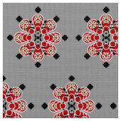 Tissu 8 points Mandala, rouge, noir et gris / gris (Fermer)