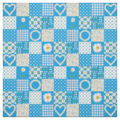 Tissu à chaînes de marguerites patchwork faux bleu (Échantillon)