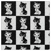 Tissu à damiers Chat Noir Et Blanc (Fermer)
