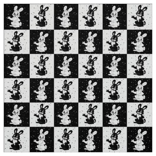 Tissu à damiers Lapin Noir Et Blanc (Échantillon)