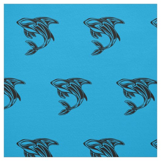 Tissu à motif baleine orque bleue (Échantillon)