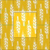 Tissu à motif blanc jaune de blé (Carreau)