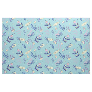 Tissu à motif floral aqua et motifs de bricolage
