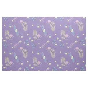 Tissu à motif floral violet et motifs de bricolage