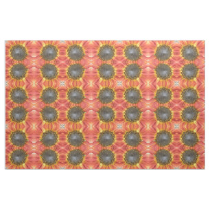 Tissu à motifs floraux de tournesol rouge et jaune