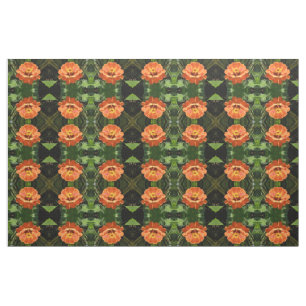 Tissu à motifs floraux de Zinnia orange
