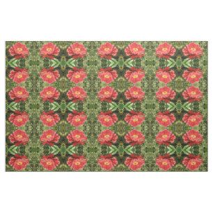 Tissu à motifs floraux de Zinnia Rouge