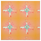 Tissu à motifs géométriques orange/rouge/vert (Échantillon)