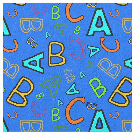 Tissu ABC Fun Learning Motif sur Blue (Fermer)
