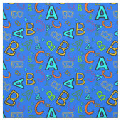 Tissu ABC Fun Learning Motif sur Blue (Échantillon)
