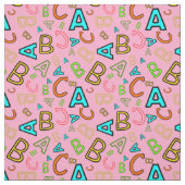 Tissu ABC Fun Learning Motif sur rose (Échantillon)