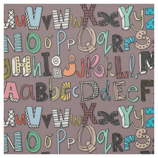 Tissu ABC mocha multi (Échantillon)