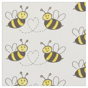 Tissu Abeilles avec Cœur