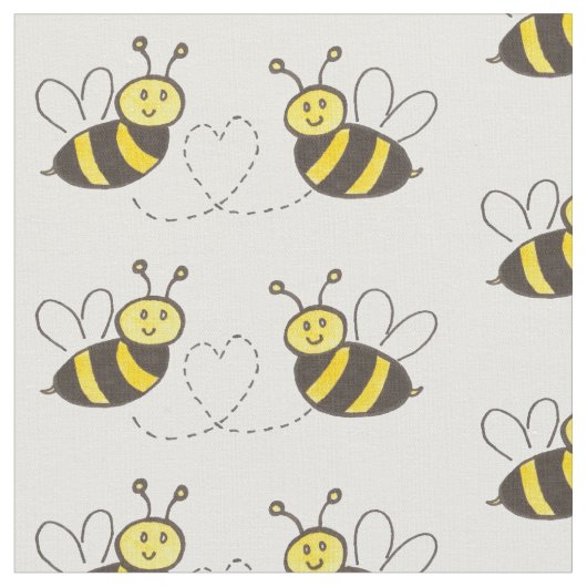 Tissu Abeilles avec Cœur (Fermer)