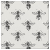 Tissu Abeilles de miel noir en blanc (Fermer)