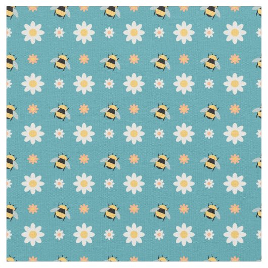 Tissu Abeilles et fleurs (Fermer)